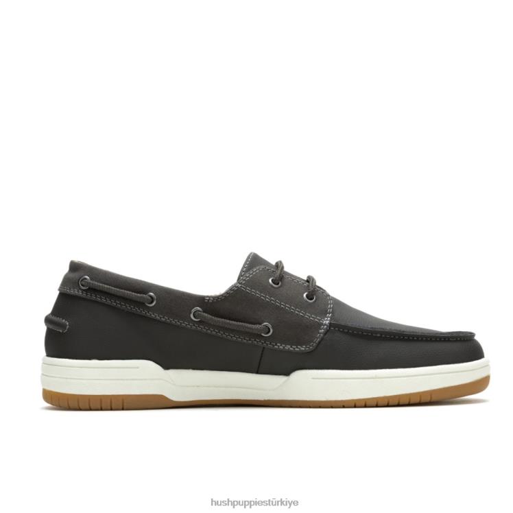 erkekler koyu gri deri Hush Puppies colton tekne ayakkabısı X268F345