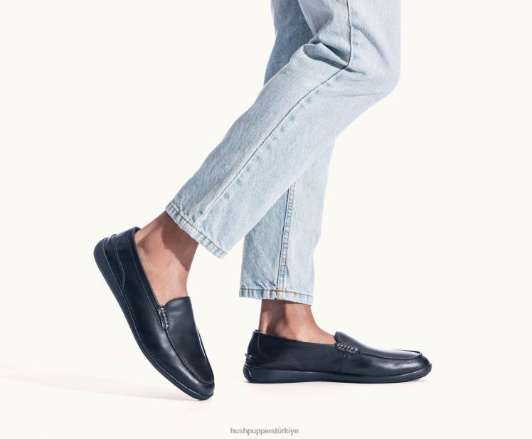 erkekler siyah deri Hush Puppies makosen ayakkabı X268F315