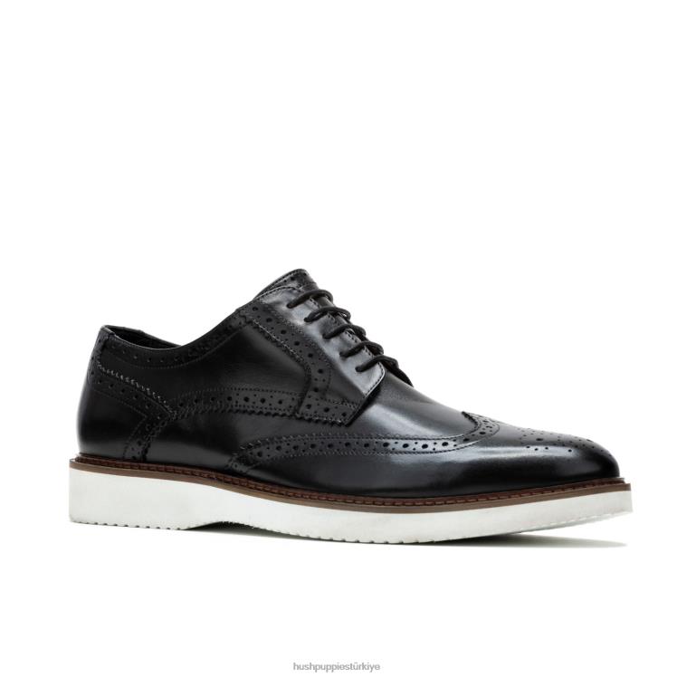 erkekler koyu siyah deri Hush Puppies everett kanat ucu oxford X268F286