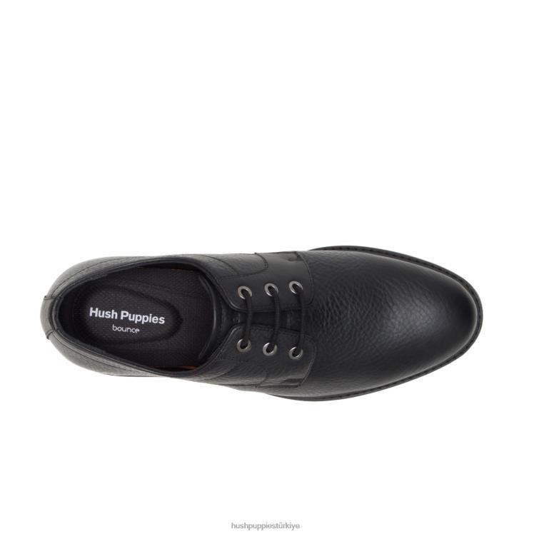 erkekler siyah deri Hush Puppies detroit düz ayak oxford X268F296