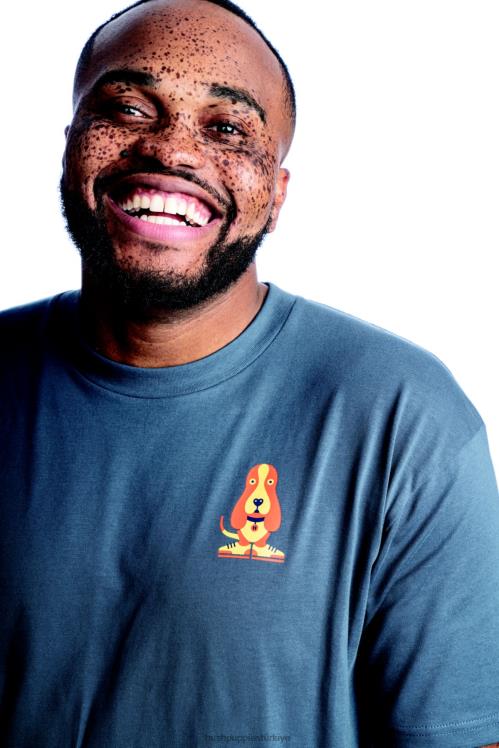 erkekler lacivert Hush Puppies modern basset hound grafik tişört X268F365