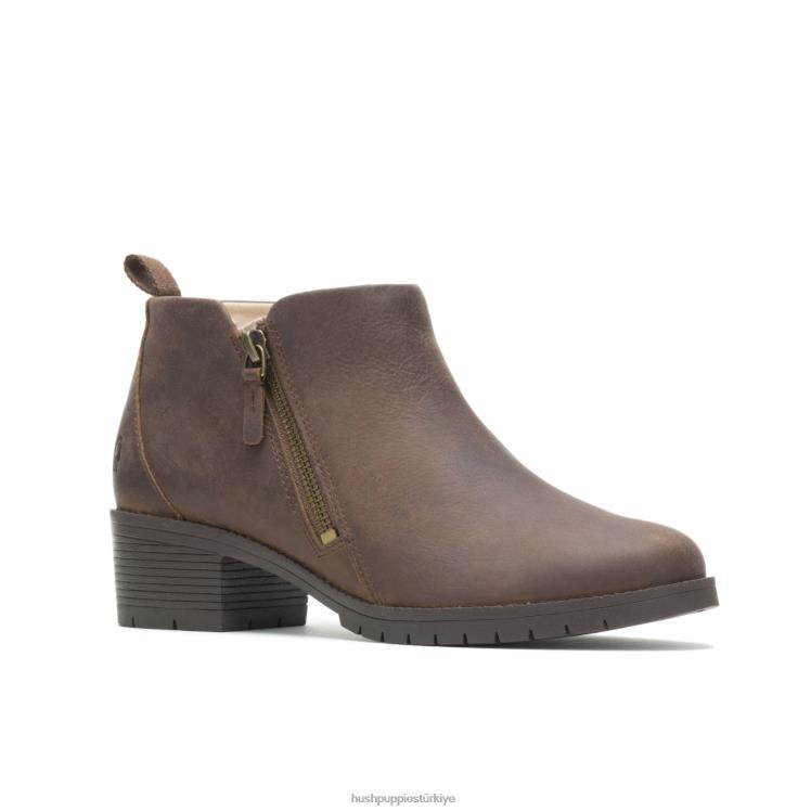 kadınlar kahverengi deri Hush Puppies hadley tarafı fermuarlı bot X268F184