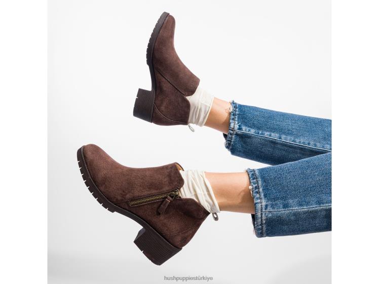 kadınlar kahverengi deri Hush Puppies hadley tarafı fermuarlı bot X268F184