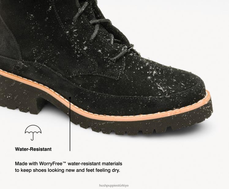 kadınlar kalın siyah süet Hush Puppies amelia dantel çizme X268F175