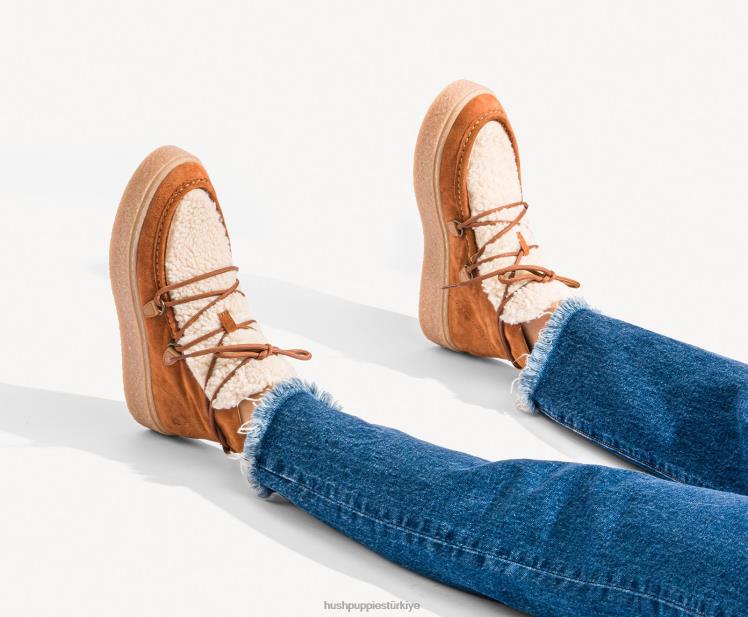 kadınlar konyak rahat Hush Puppies Bridget chukka dantel çizme X268F179