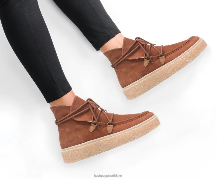 kadınlar konyak süet Hush Puppies Bridget chukka dantel çizme X268F176