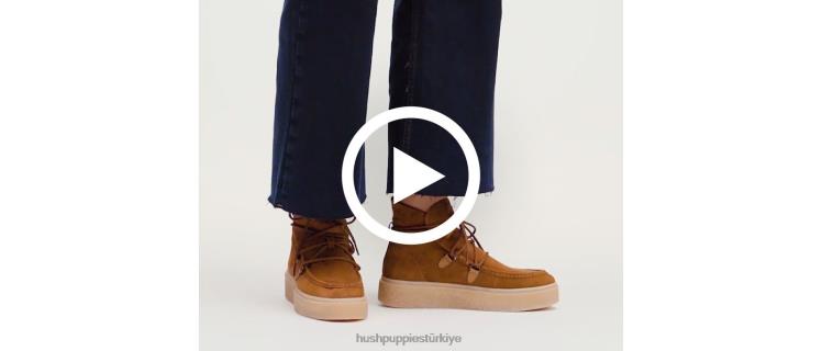 kadınlar konyak süet Hush Puppies Bridget chukka dantel çizme X268F176