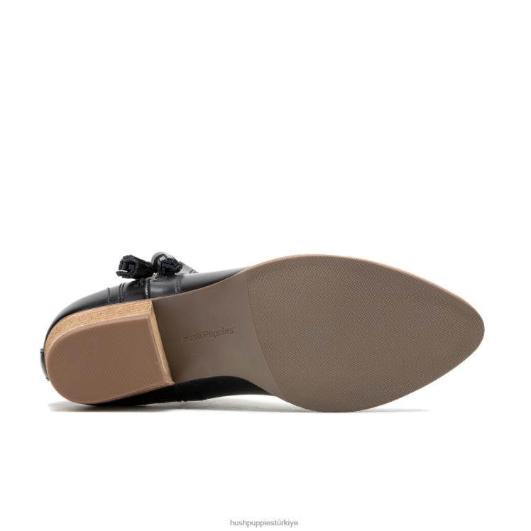 kadınlar koyu siyah deri Hush Puppies sierra püsküllü bot X268F158