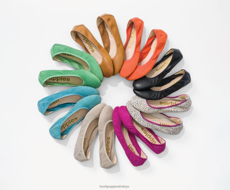 kadınlar altın sürüngen Hush Puppies iffetli bale düz 2 X268F78