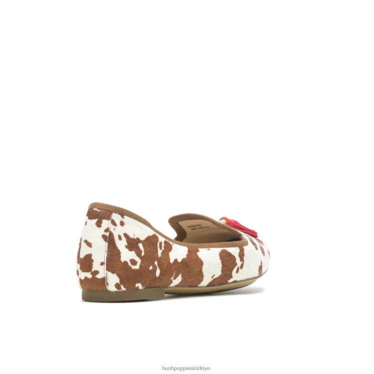 kadınlar inek baskı deri Hush Puppies sadie püskül 2 düz X268F48