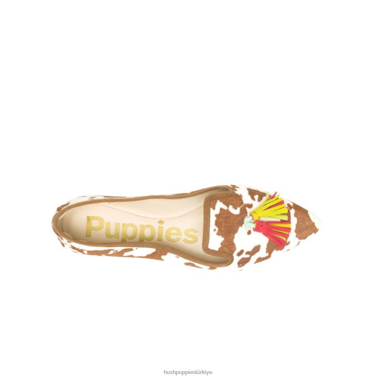 kadınlar inek baskı deri Hush Puppies sadie püskül 2 düz X268F48
