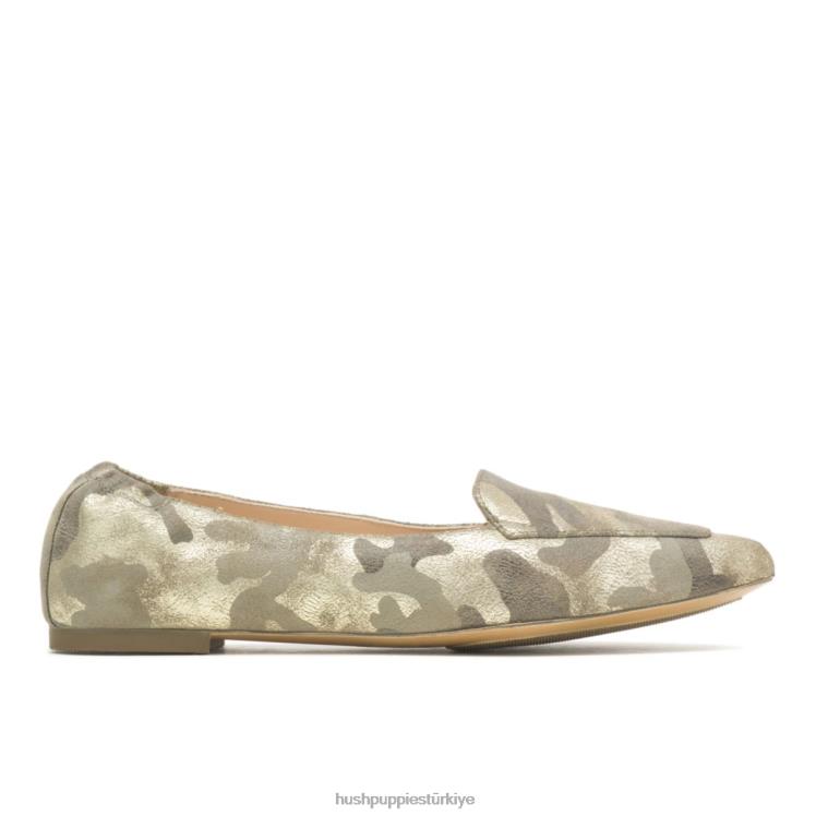 kadınlar kamuflaj metalik süet Hush Puppies ela sivri düz X268F63