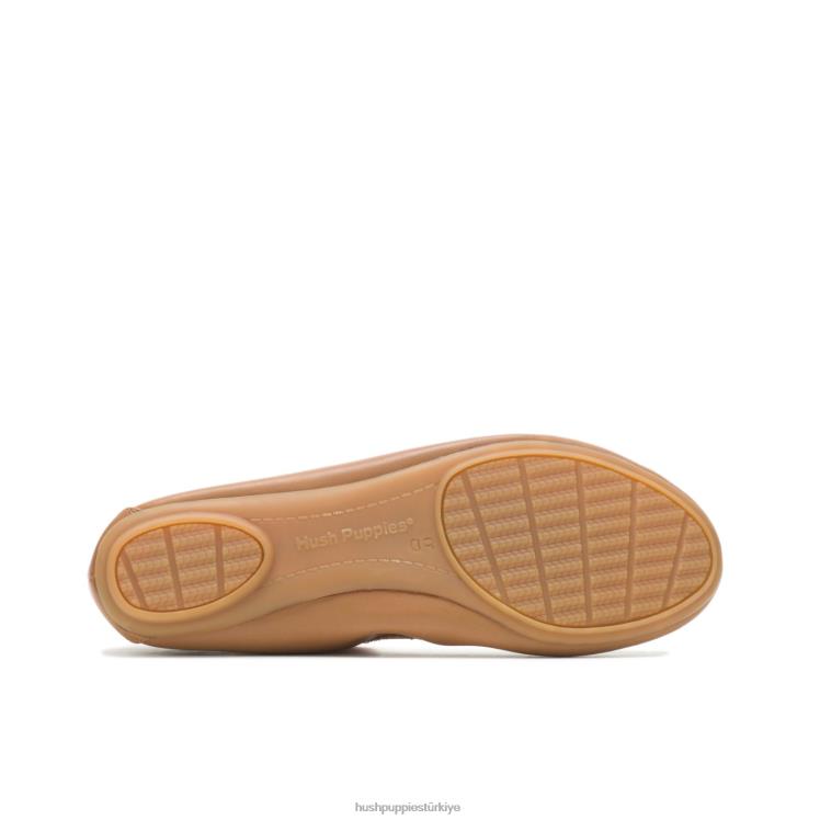 kadınlar çöl ten rengi deri Hush Puppies iffetli bale düz 2 X268F75