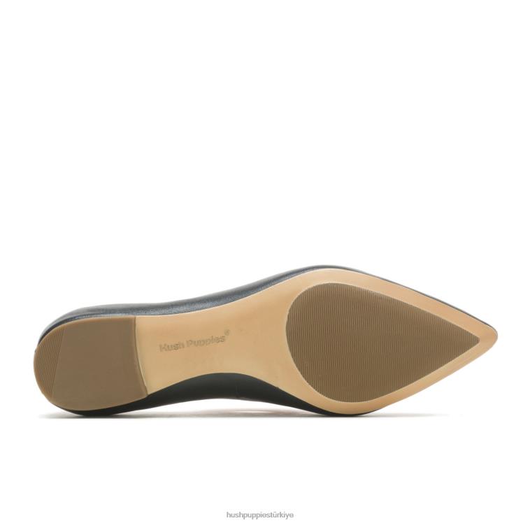 kadınlar siyah deri Hush Puppies ela sivri düz X268F49