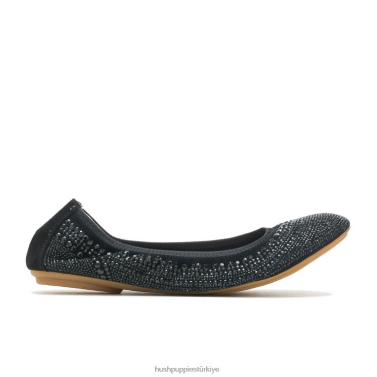 kadınlar siyah çivili süet Hush Puppies iffetli bale düz 2 X268F76
