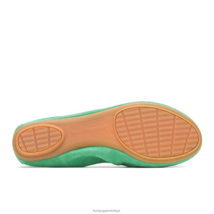 kadınlar yeşim yeşili süet Hush Puppies iffetli bale düz 2 X268F80