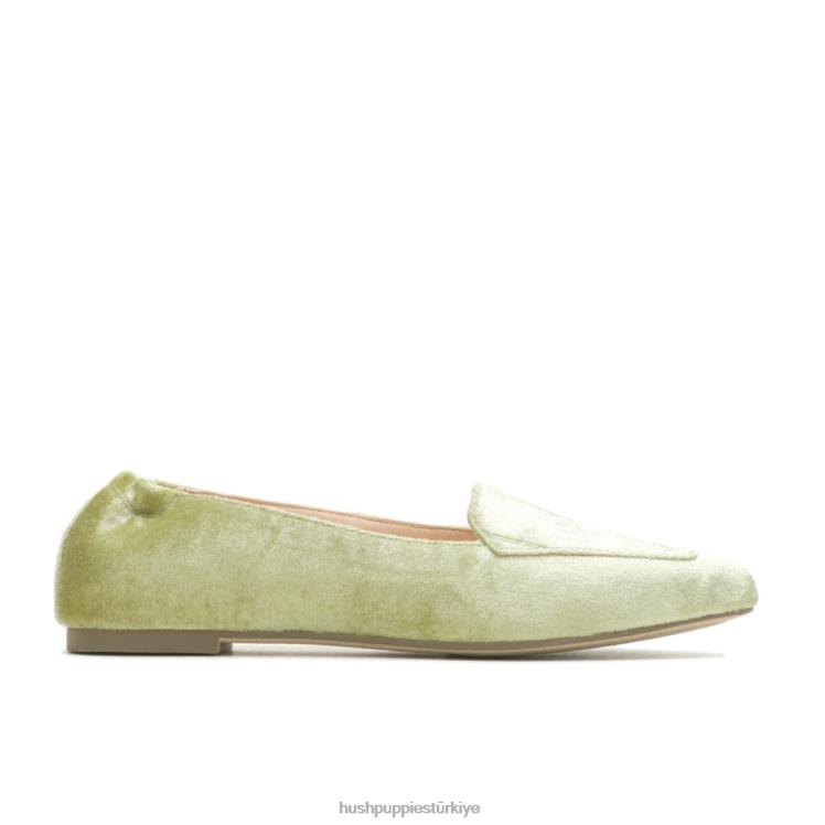 kadınlar yosun yeşili kadife Hush Puppies ela sivri düz X268F60