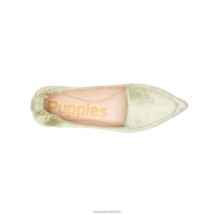 kadınlar yosun yeşili kadife Hush Puppies ela sivri düz X268F60