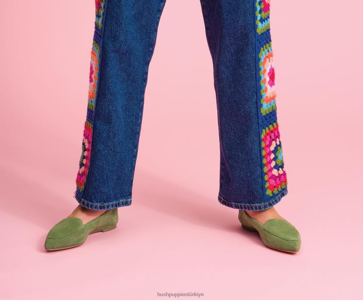 kadınlar yumuşak adaçayı süet Hush Puppies ela sivri düz X268F58