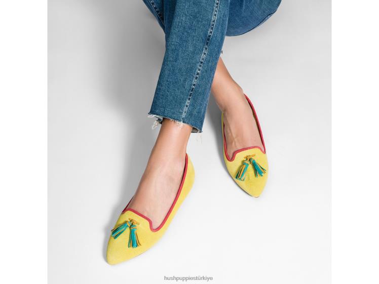 kadınlar güneş sarısı süet Hush Puppies sadie püskül slip-on X268F99