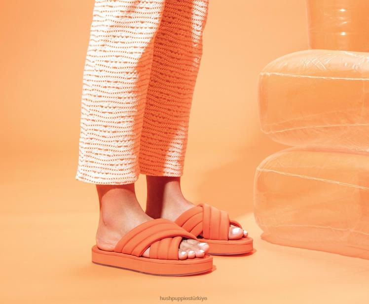 kadınlar kaplan portakalı Hush Puppies güneş slayt sandalet X268F26