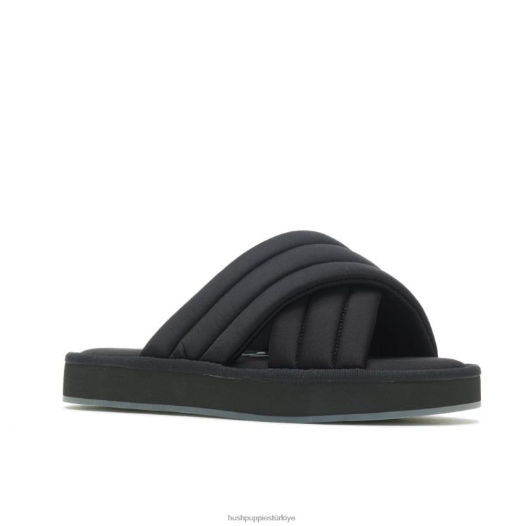 kadınlar koyu siyah Hush Puppies güneş slayt sandalet X268F25
