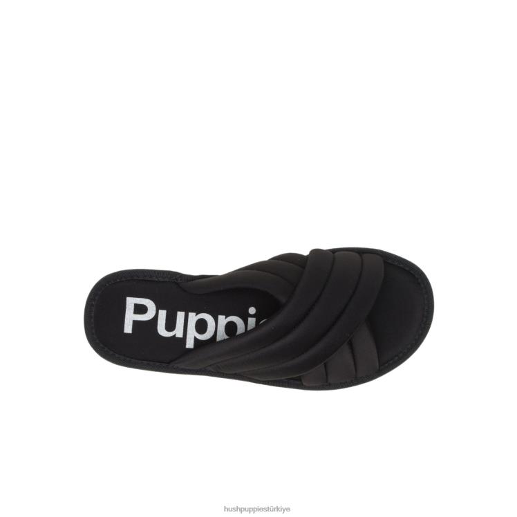 kadınlar koyu siyah Hush Puppies güneş slayt sandalet X268F25