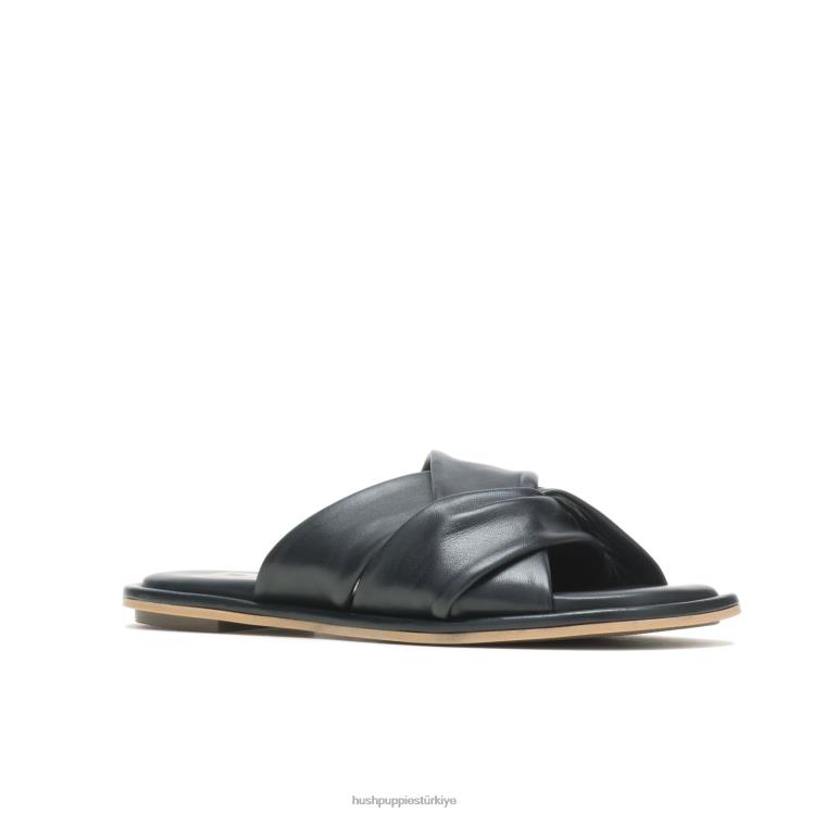 kadınlar koyu siyah deri Hush Puppies emily slayt sandalet X268F14
