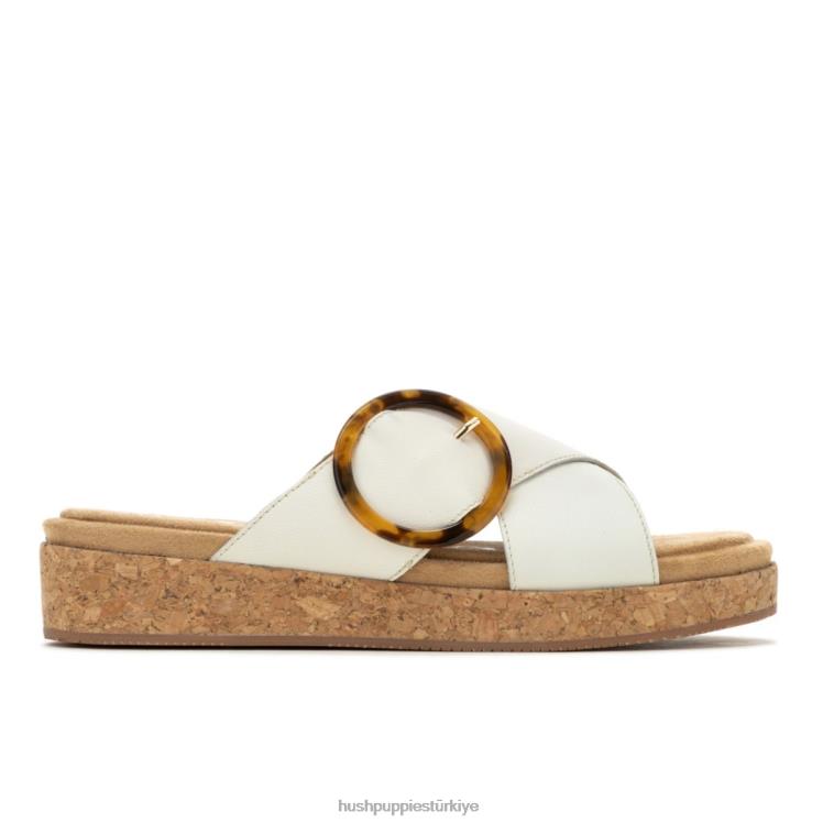 kadınlar vanilyalı krem ​​deri Hush Puppies haziran tokalı terlik X268F9