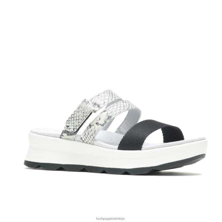 kadınlar yılan derisi/siyah Hush Puppies andi terlik X268F39