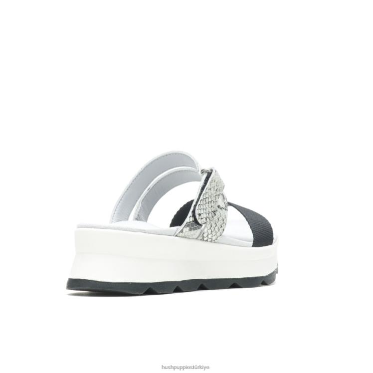 kadınlar yılan derisi/siyah Hush Puppies andi terlik X268F39