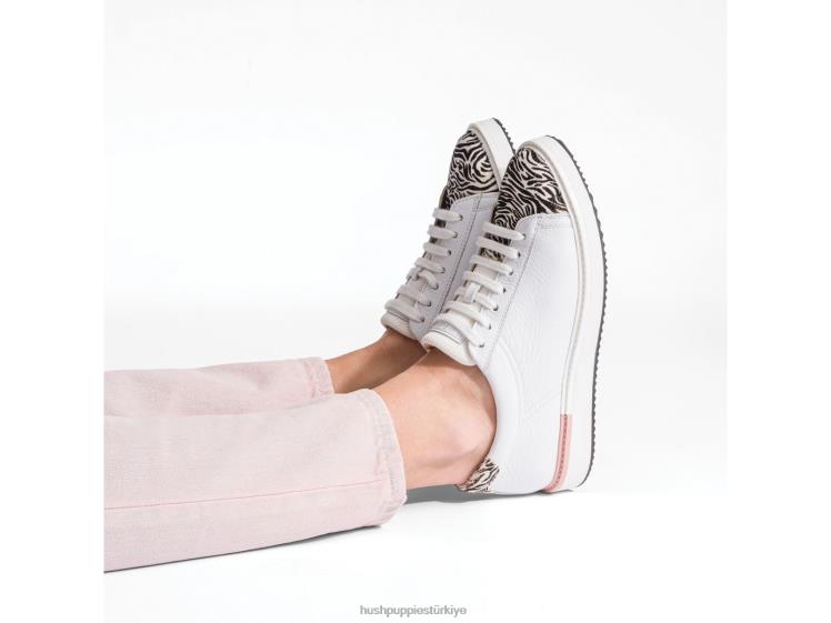kadınlar beyaz deri/zebra Hush Puppies sabine spor ayakkabı X268F140