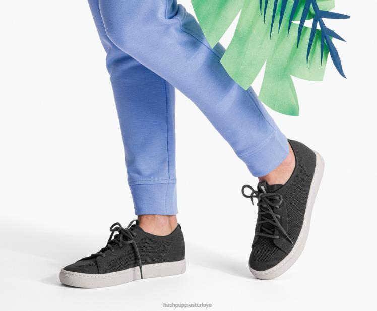 kadınlar koyu siyah Hush Puppies iyi alçak üst spor ayakkabı X268F130