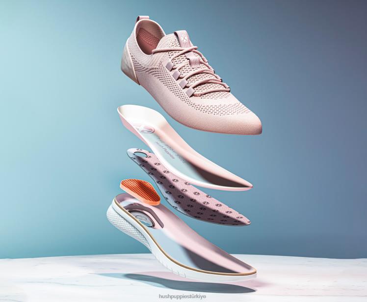 kadınlar tozlu pembe Hush Puppies advance örgü bağcıklı spor ayakkabı X268F109