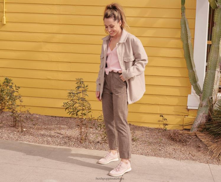 kadınlar tozlu pembe Hush Puppies advance örgü bağcıklı spor ayakkabı X268F109