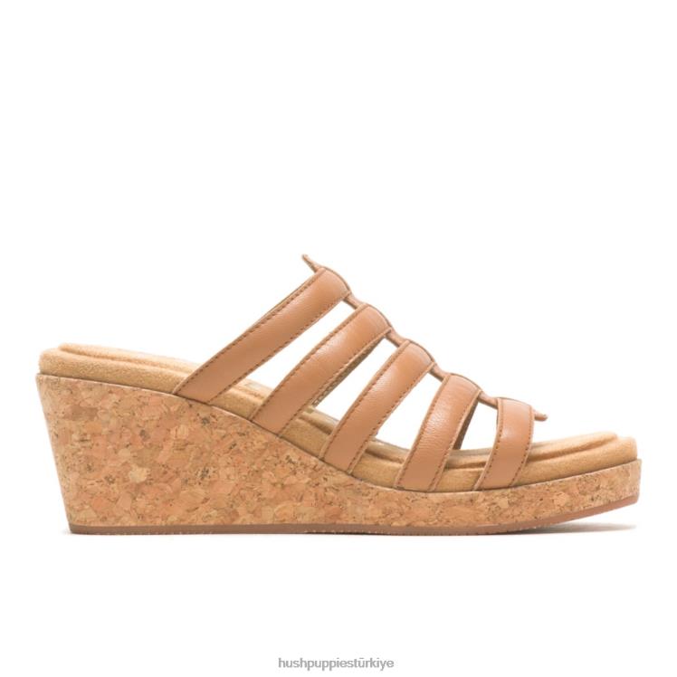 kadınlar derin bej deri Hush Puppies söğüt slayt sandalet X268F12