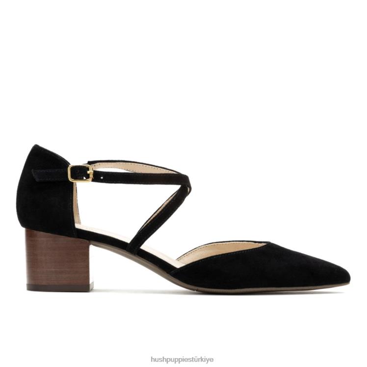 kadınlar kalın siyah süet Hush Puppies sofie çapraz pompa X268F100