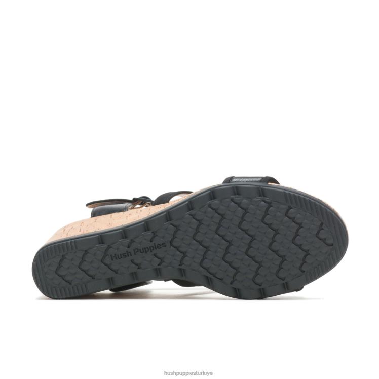 kadınlar koyu siyah deri Hush Puppies pekinez çeyrek askılı sandalet X268F106