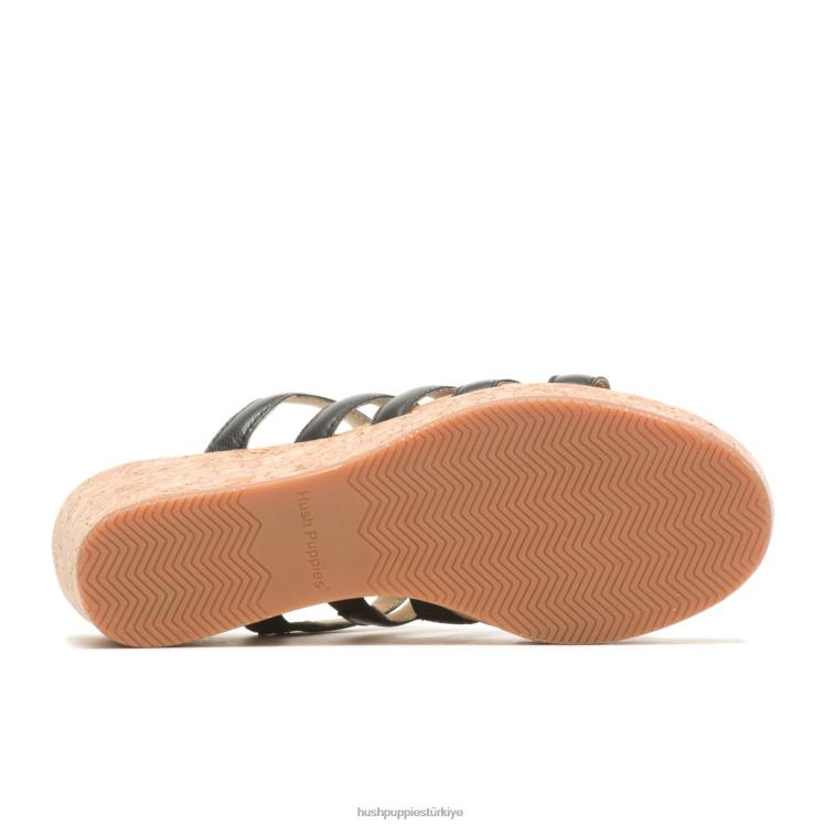 kadınlar koyu siyah deri Hush Puppies söğüt slayt sandalet X268F11
