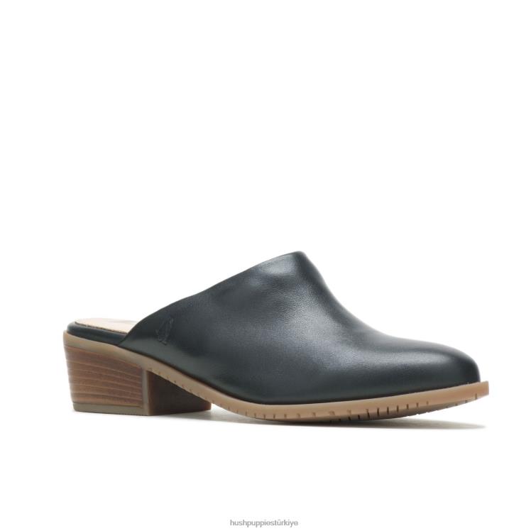 kadınlar koyu siyah deri Hush Puppies sienna katırı X268F95