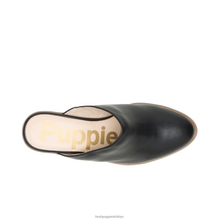 kadınlar koyu siyah deri Hush Puppies sienna katırı X268F95