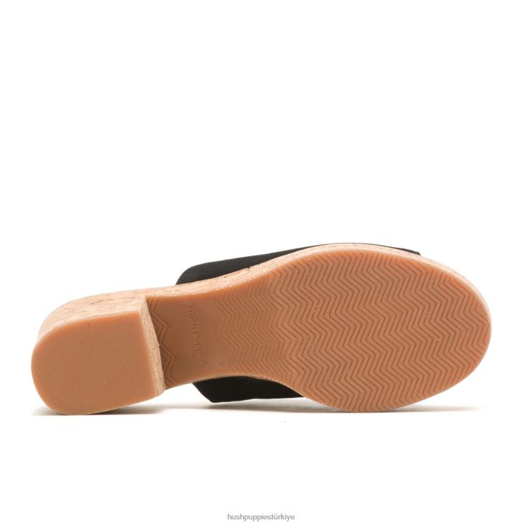 kadınlar koyu siyah nubuk Hush Puppies haşhaş slayt X268F7