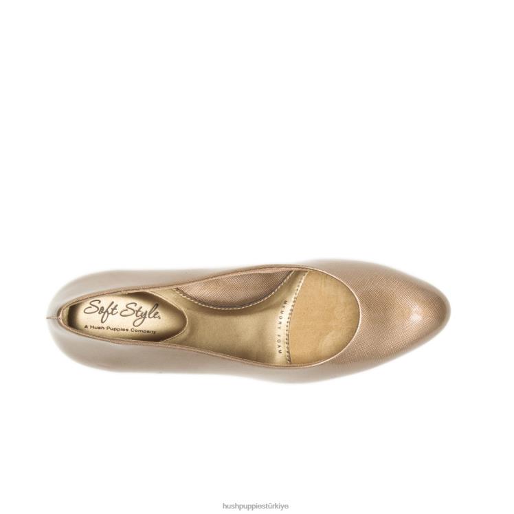 kadınlar altın çapraz hatlı patent/altın topuk Hush Puppies dekan X268F211