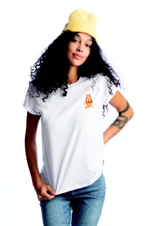 kadınlar beyaz Hush Puppies modern basset hound grafik tişört X268F238